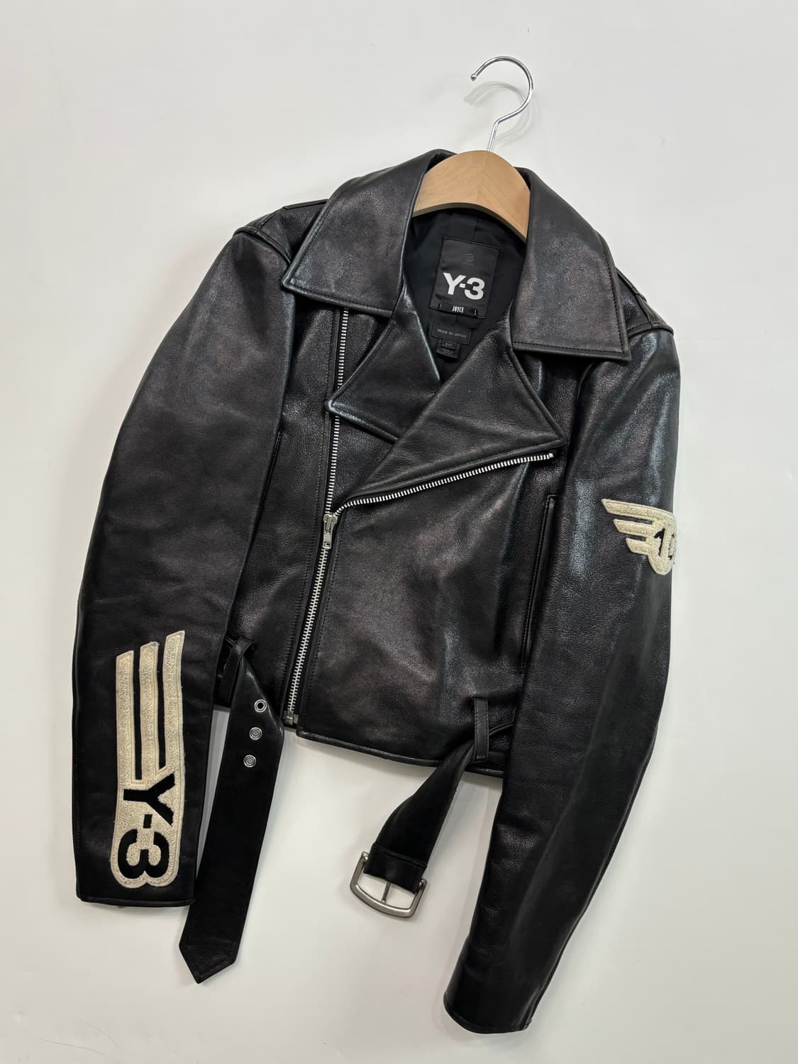 Y-3 16AW 블랙 백로고 패치드 모터사이클 레더 자켓 상품이미지5