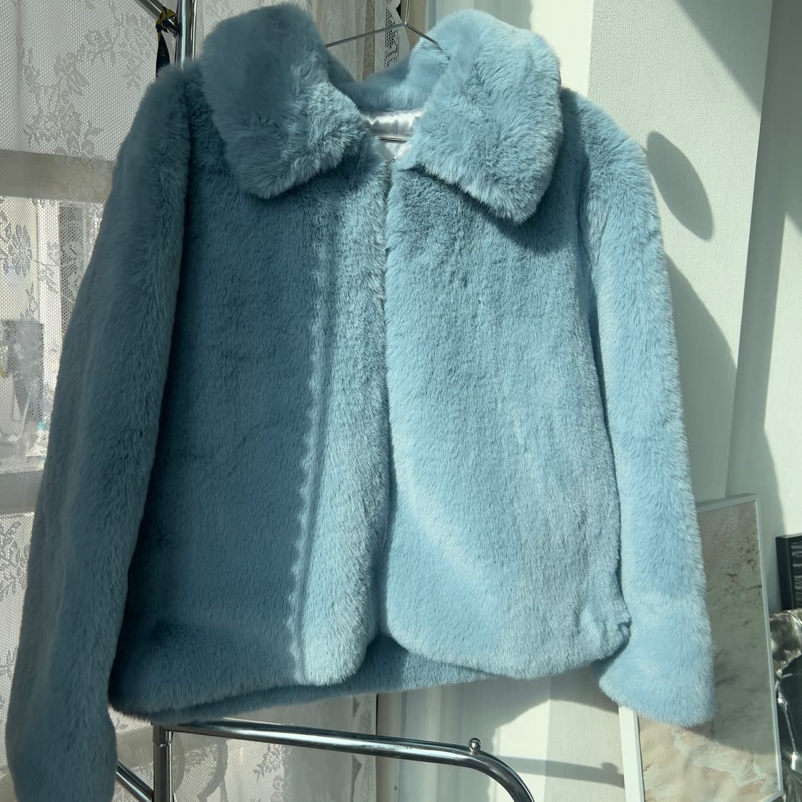 블루 보들 카라 퍼 자켓 상품이미지5