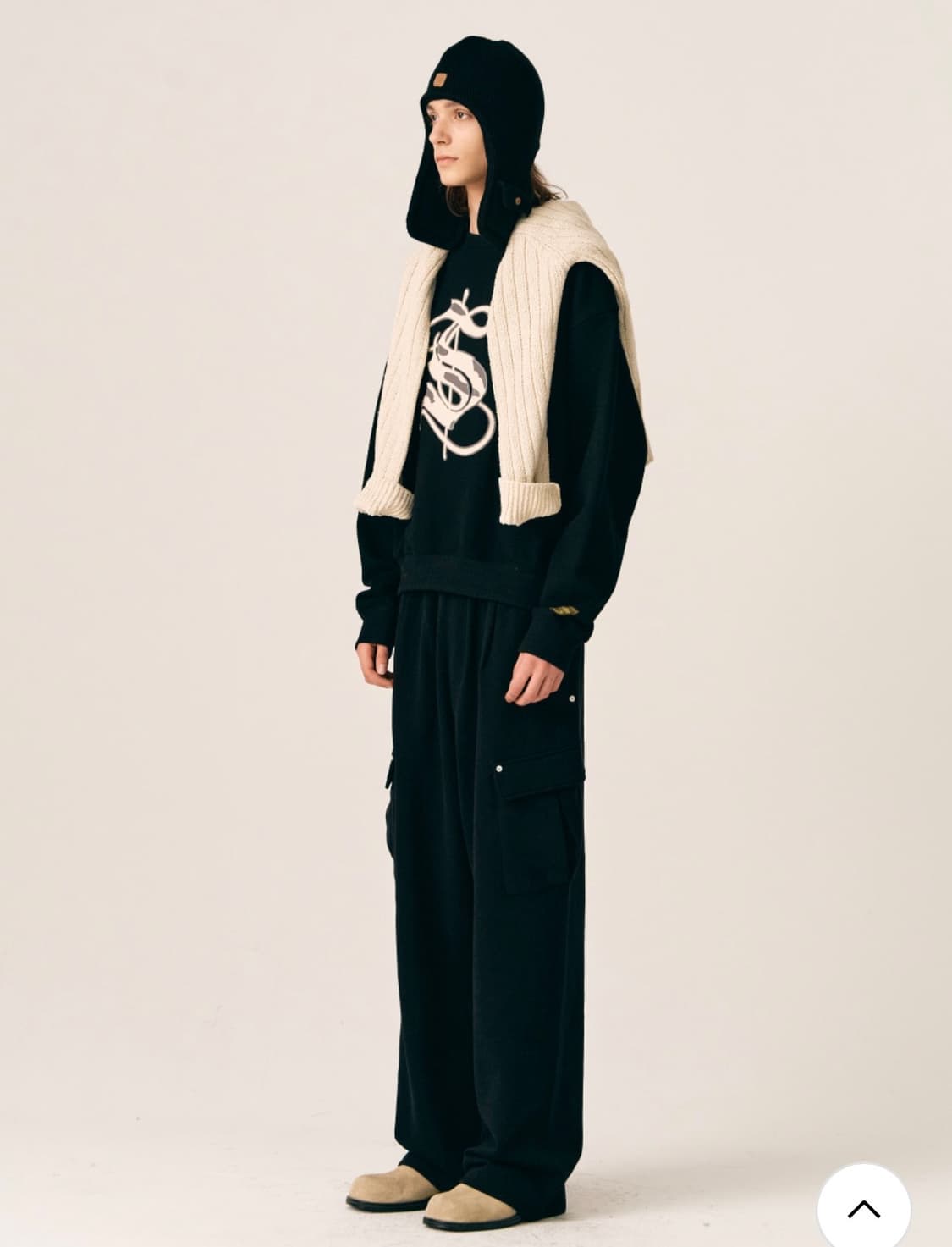 [M] 세터 라운지 와이드 카고 스웨트 스웻 팬츠 블랙 상품이미지8