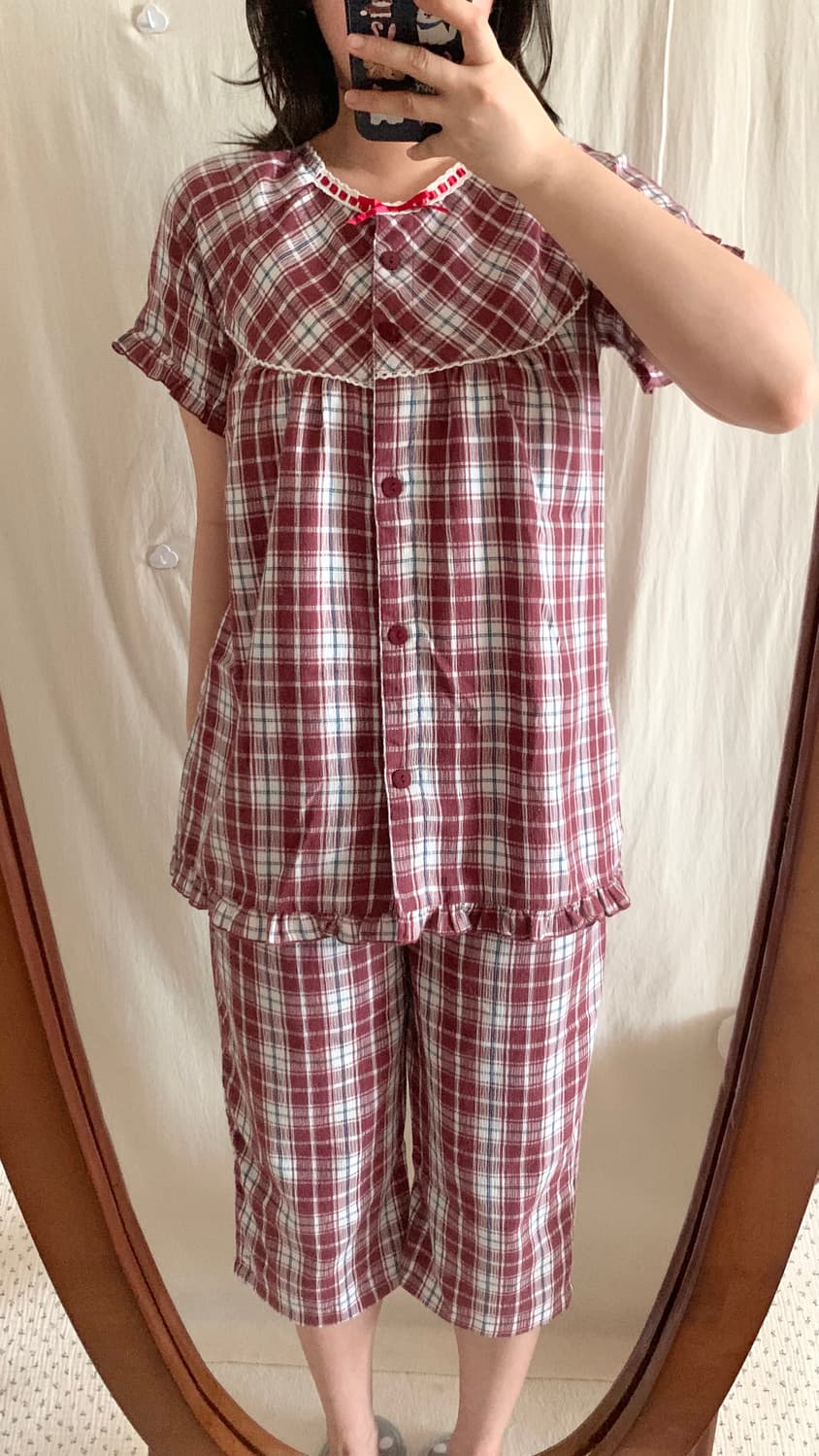 빈티지 레이스 체크 파자마 상품이미지4