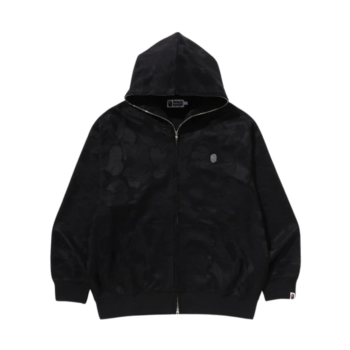 [구함글]베이프 솔리드 자카드 원 포인트 후드집업 블랙 상품이미지1