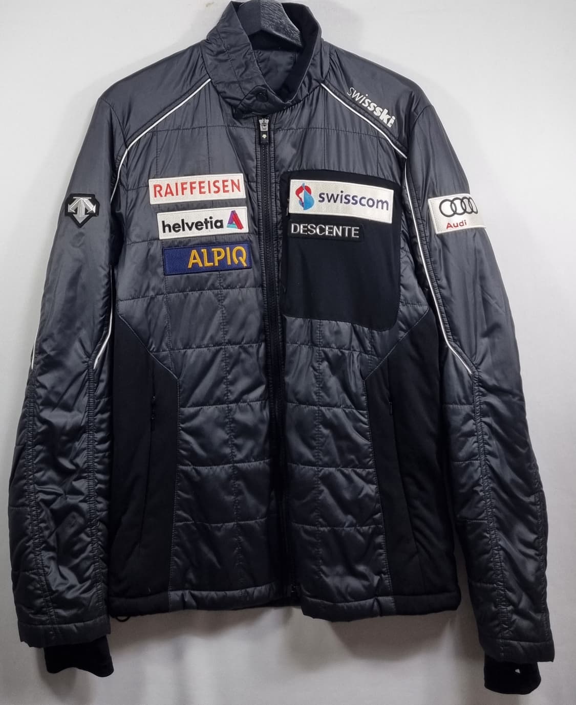 M ) 데상트 스위스 스키팀 블랙 퀼팅 바람막이 자켓 상품이미지1