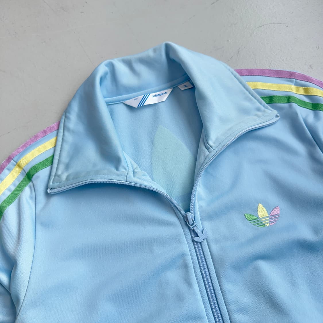 아디다스 파이어버드 하늘색 빅로고 솜사탕 트랙탑 져지 상품이미지4