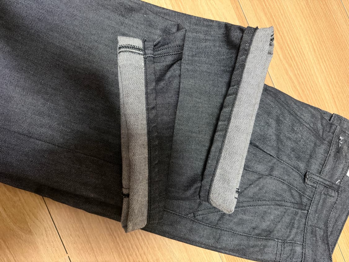 [L +3] 포트너스 투 턱 와이드 블랙 진 상품이미지5