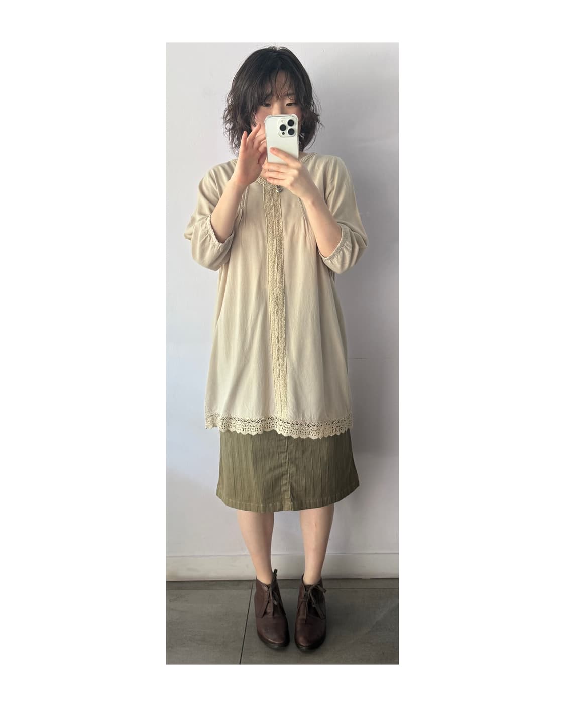 일본빈티지) 베이지 레이스티 + 브라운 조끼  상품이미지3