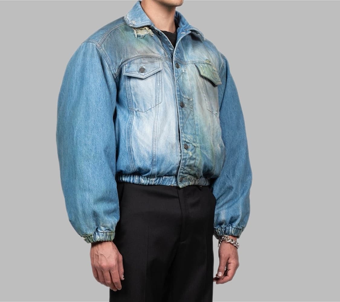 Egonlab 25ss 디스트레스 데님 크롭봄버 자켓 상품이미지2