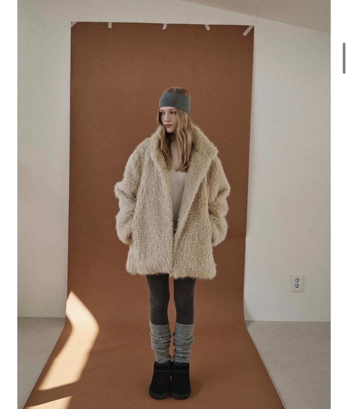 가더 elle fur jacket light beige 상품이미지1