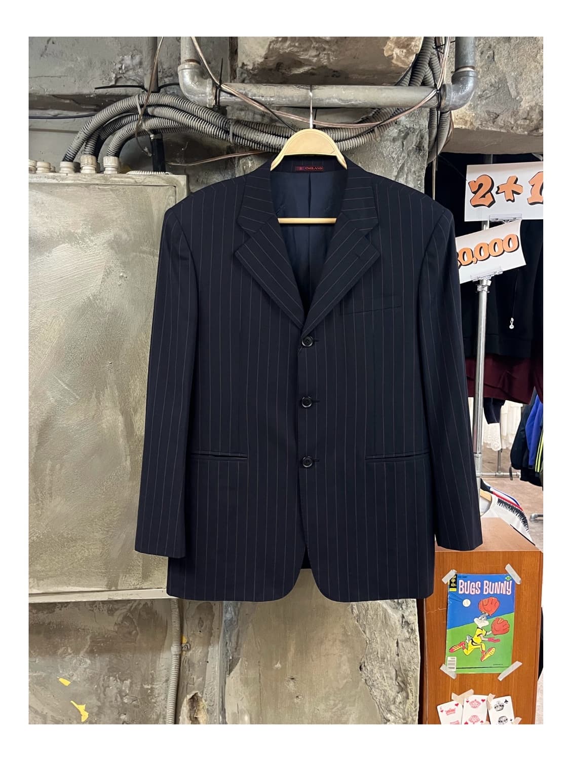 잉글랜드 에르메네질도 제냐 원단 스트라이프 자켓 네이비 #csz3732 상품이미지1