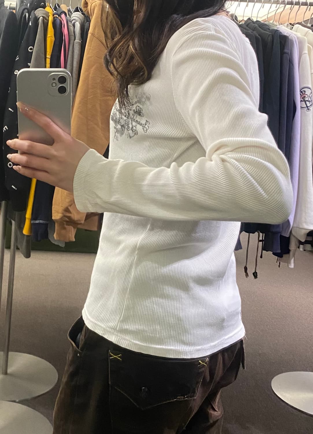 M)Japanese vintage 여성 레터링 브이넥 롱슬리브 상품이미지3