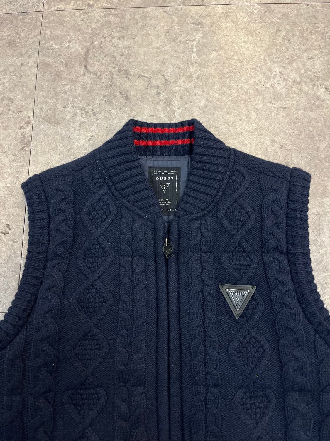 게스 니트 집업 베스트 네이비 XS #csz3316 상품이미지4