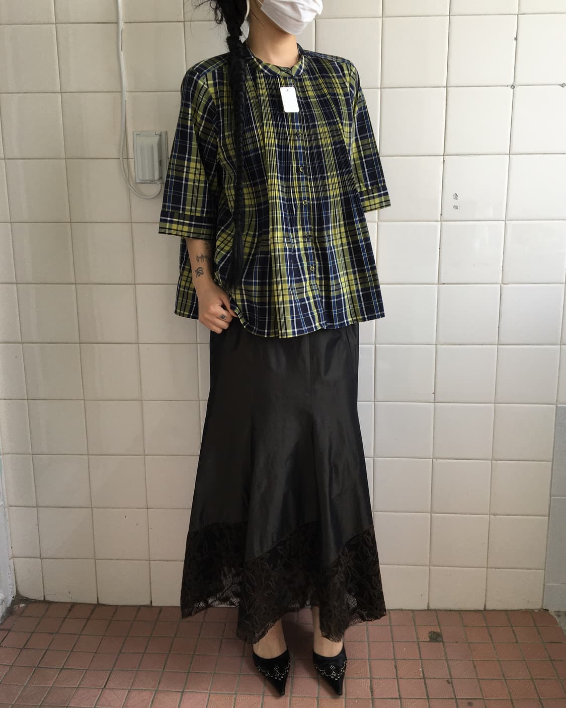 Check pattern pleats blouse 상품이미지7