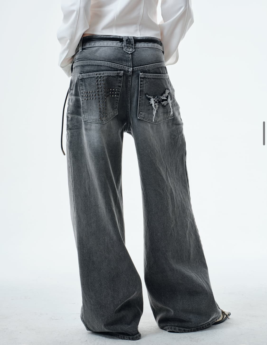 2000아카이브스 와이드 데님팬츠 스톤그레이 02사이즈 판매 상품이미지2