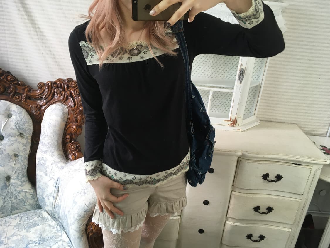 일본빈티지 모리 레이스 롱슬리브 상품이미지4