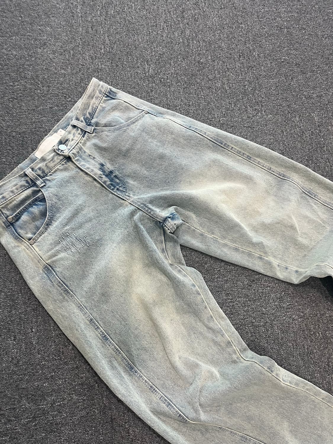 세컨모놀로그 커브드 연청 와이드 데님 팬츠 30 상품이미지2