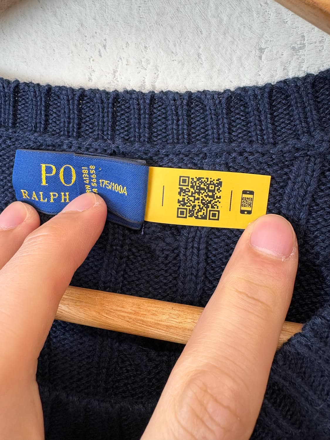 폴로랄프로렌 큐알 정품 인증 케이블 반팔 니트 네이비 상품이미지7