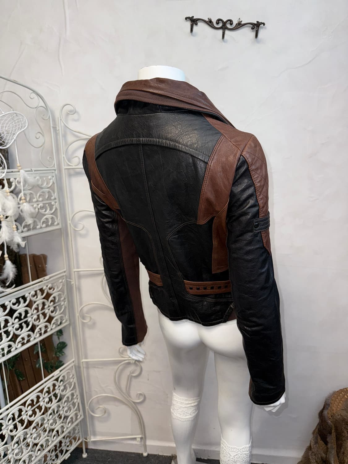 Black&brown lamb skin double zipper jk 상품이미지6