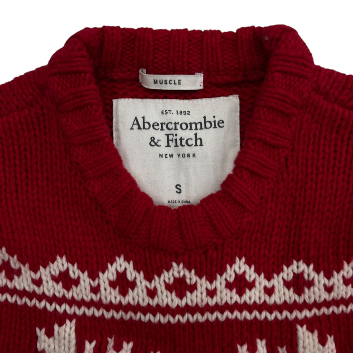 아베크롬비 하트패턴 크리스마스 레드니트 S 상품이미지5