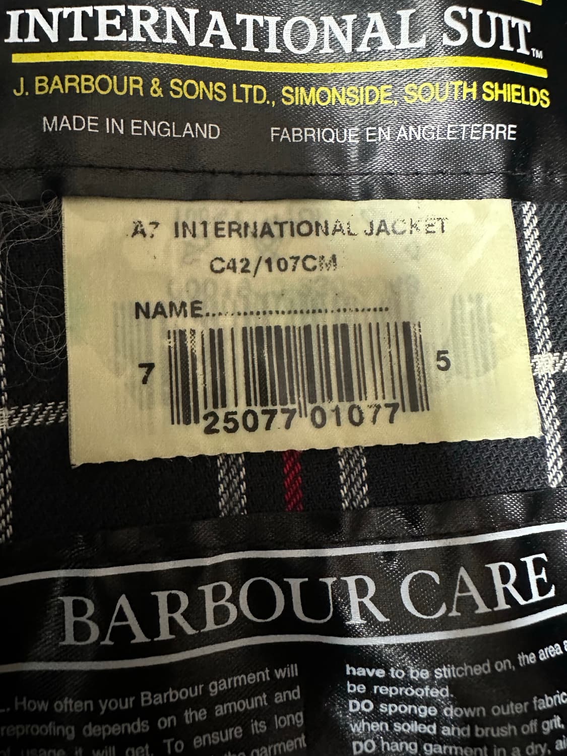 바버 인터내셔널 빈티지 A7 자켓 42 상품이미지5
