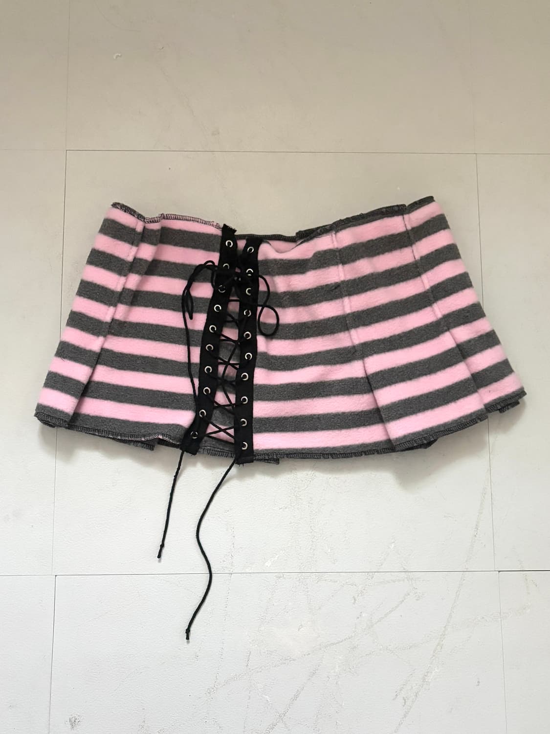 Pink striped eyelet skirt & cat beanie 상품이미지4