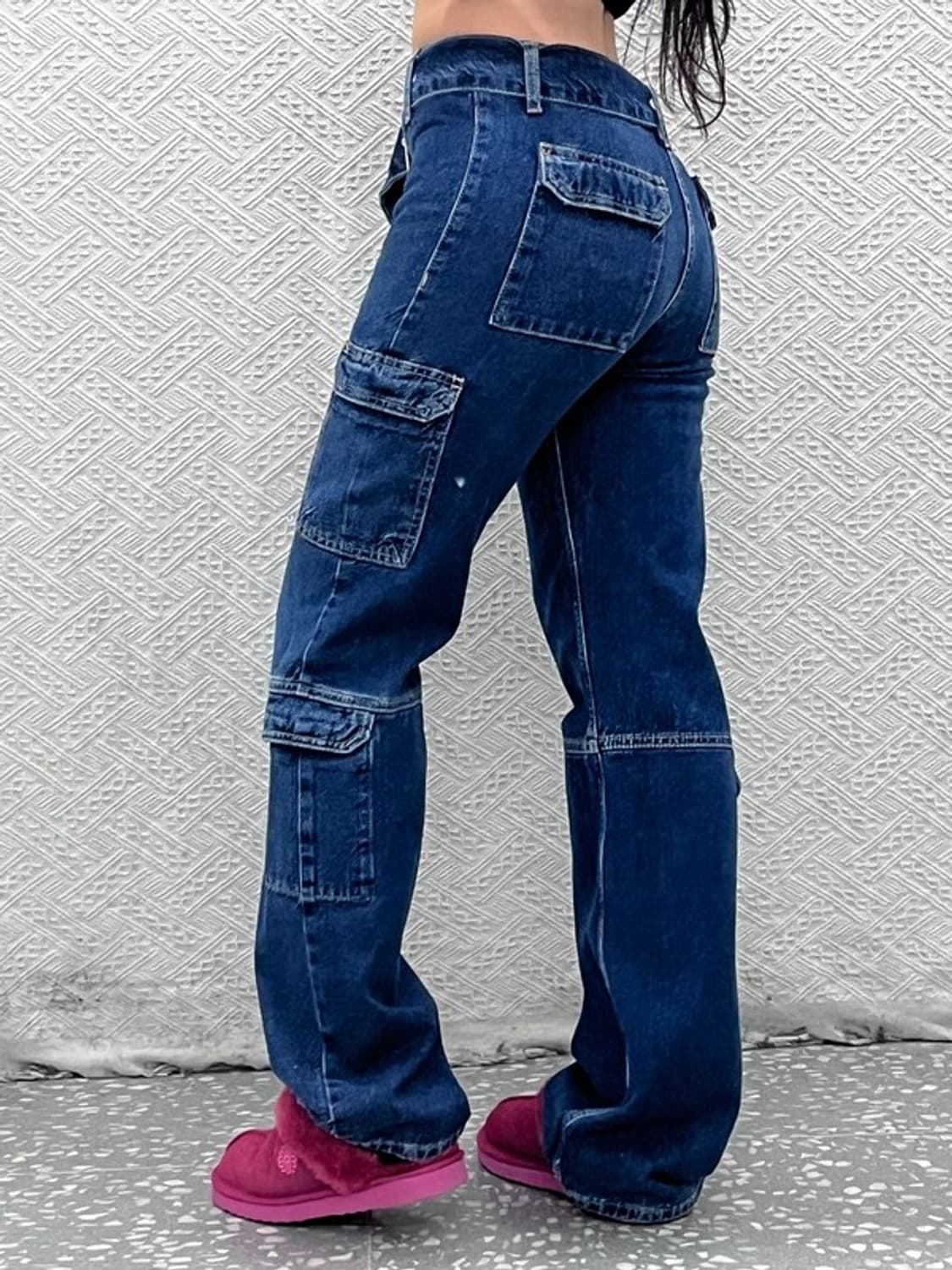 자라 빈티지 미드라이즈 벨티드 데님 카고팬츠 26인치 C07834 상품이미지1