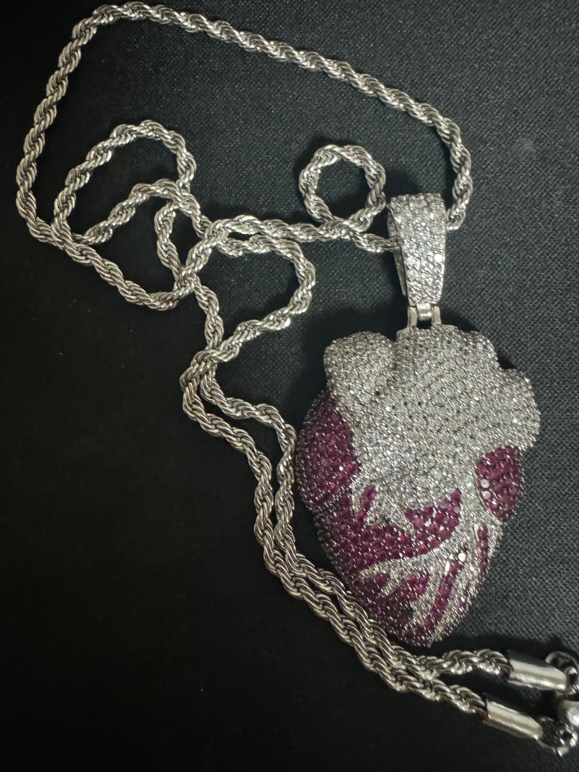 새상품)심장 아이스 다이아몬드 펜던트 목걸이 상품이미지1