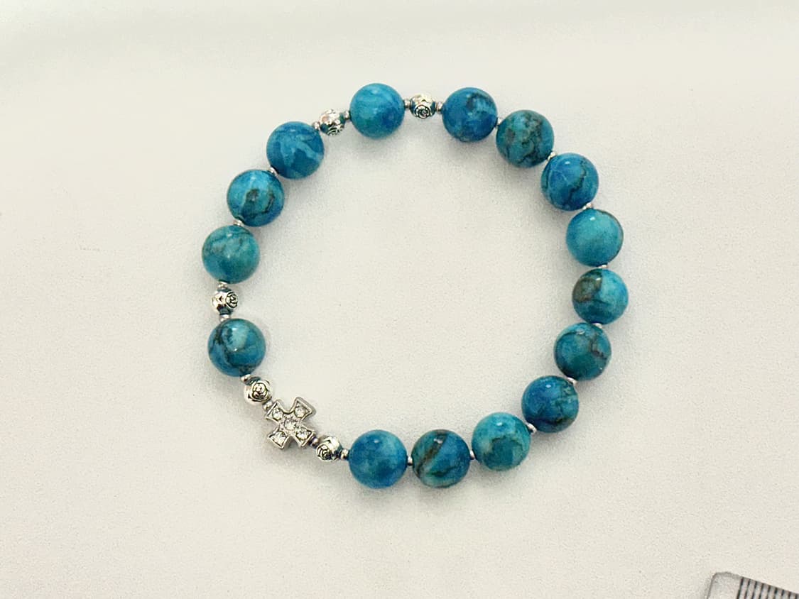 (핸드메이드) 천연석 터키석 묵주팔찌 상품이미지1