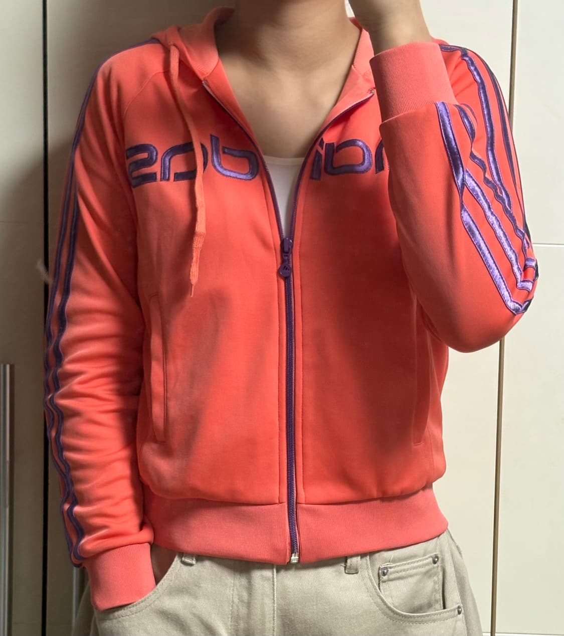아디다스 빅로고 오렌지 후드집업 상품이미지1