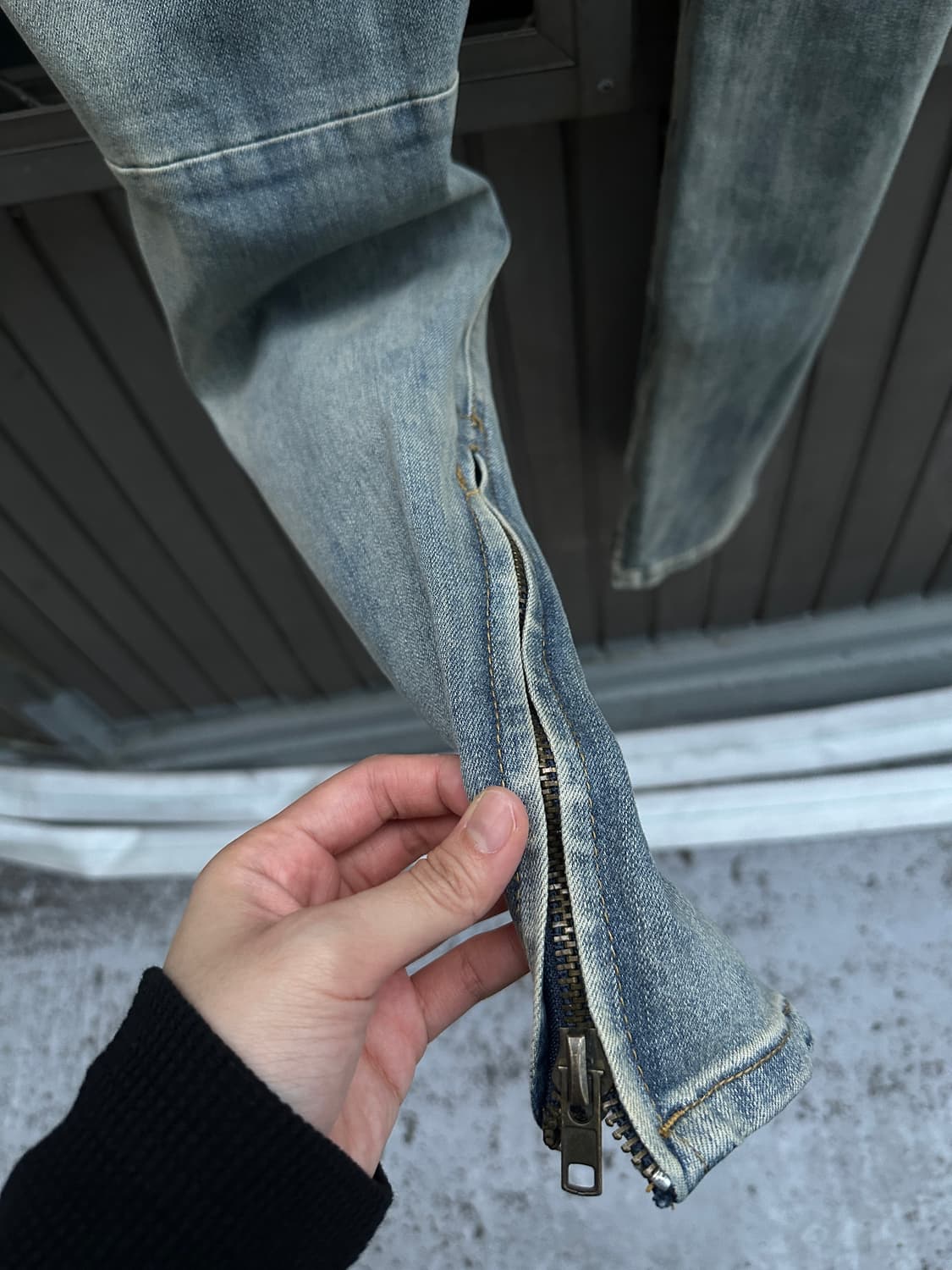 Vintage yellow washing destroyed jeans 상품이미지5