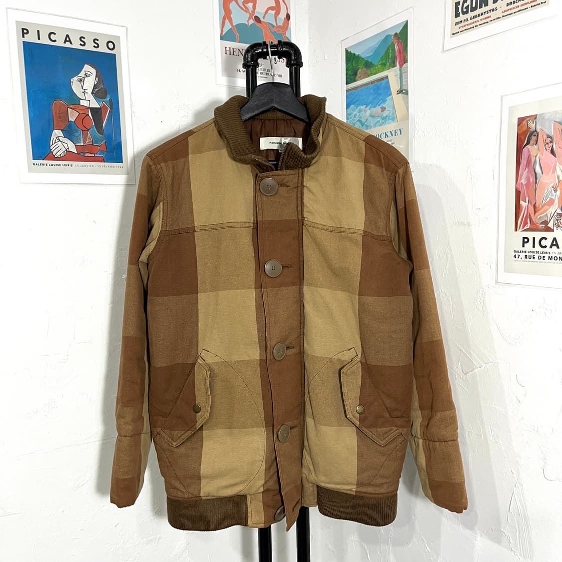 빅체크 하이넥 워크 자켓 상품이미지2