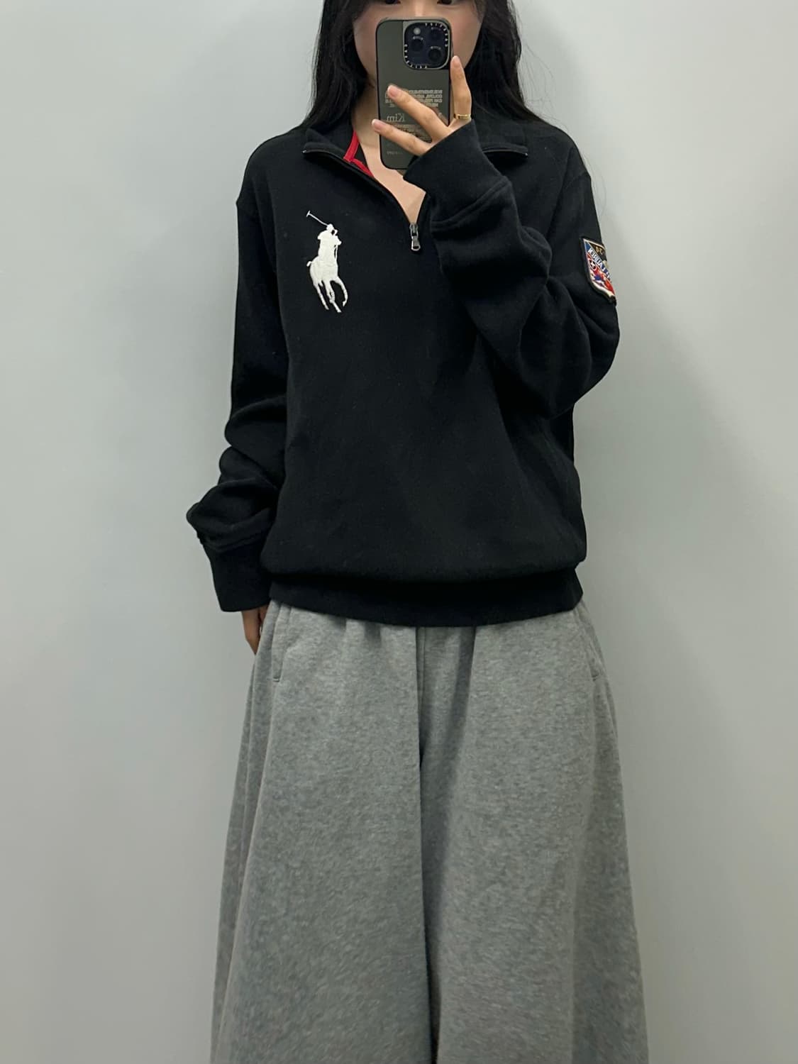 폴로 랄프로렌 빅포니 블랙 반집업 니트 상품이미지1