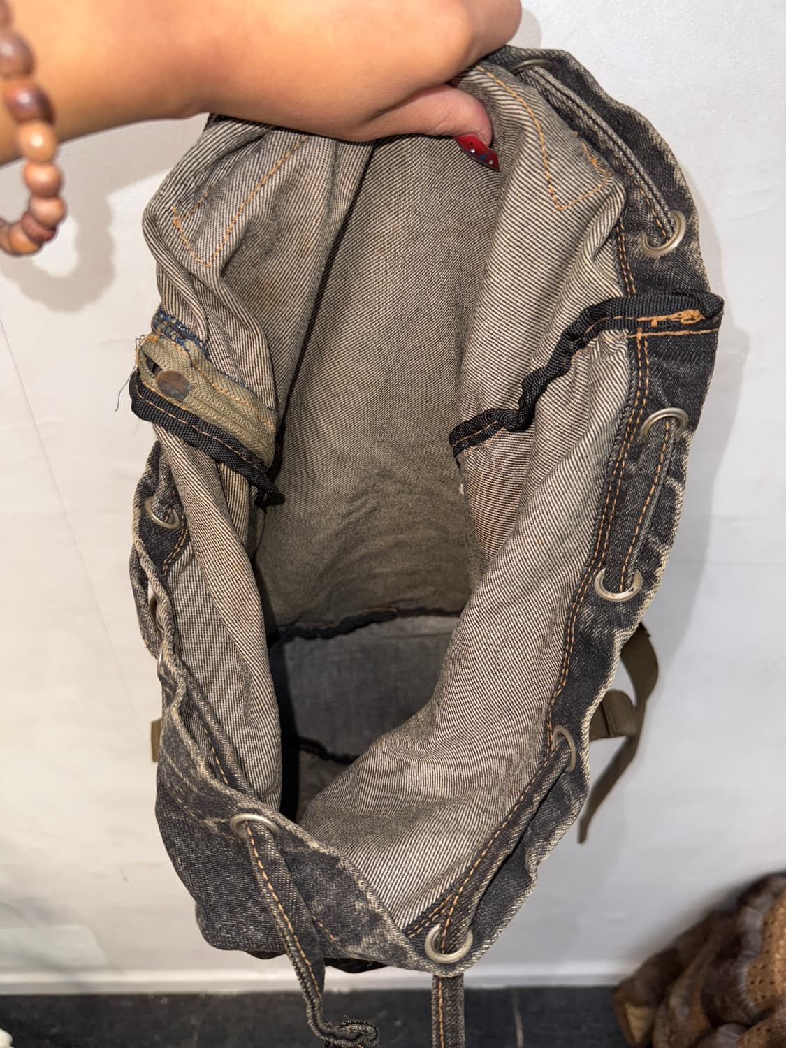 Washing brown denim multi pocket 백팩 상품이미지5