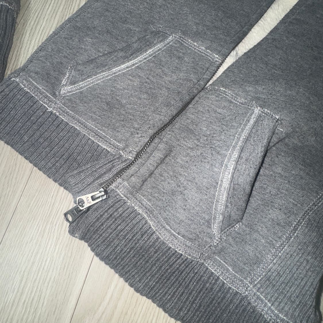 아베크롬비 딱붙핏 양털 그레이 후드집업 상품이미지2