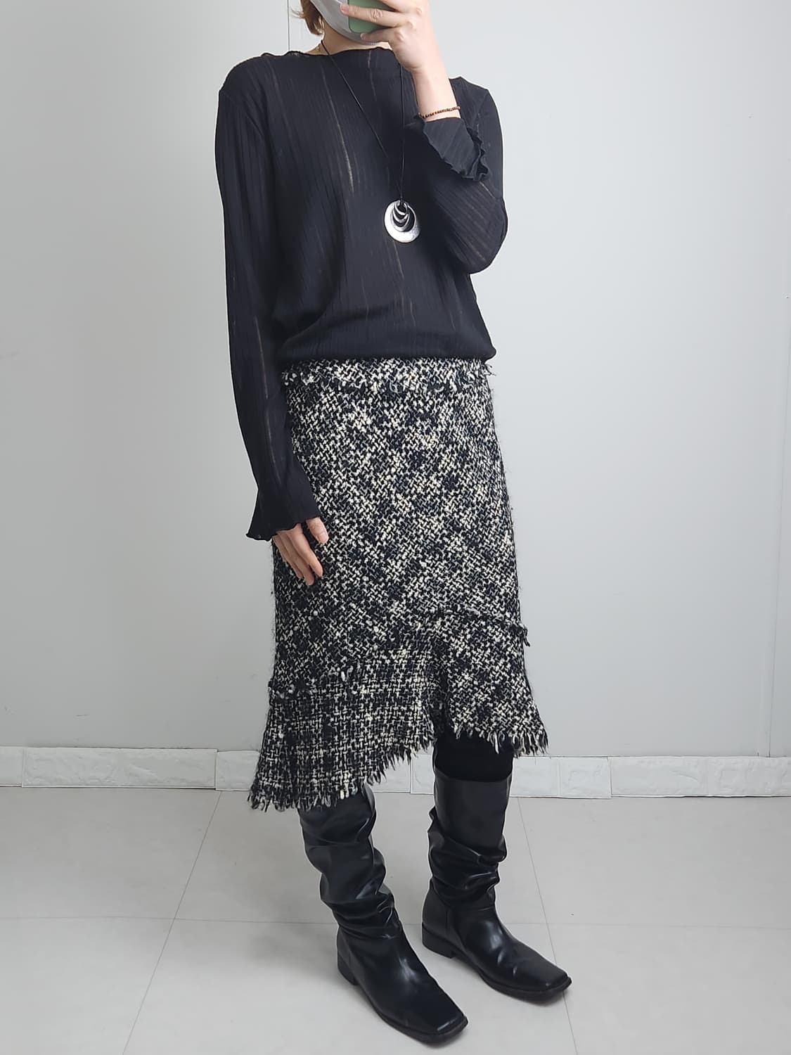 트위드 언발 스커트 상품이미지3