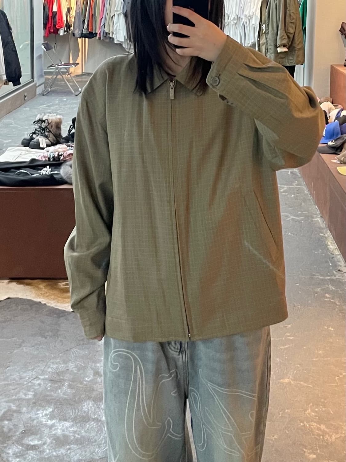 입생로랑 체크 블루종 자켓 H1754 상품이미지1