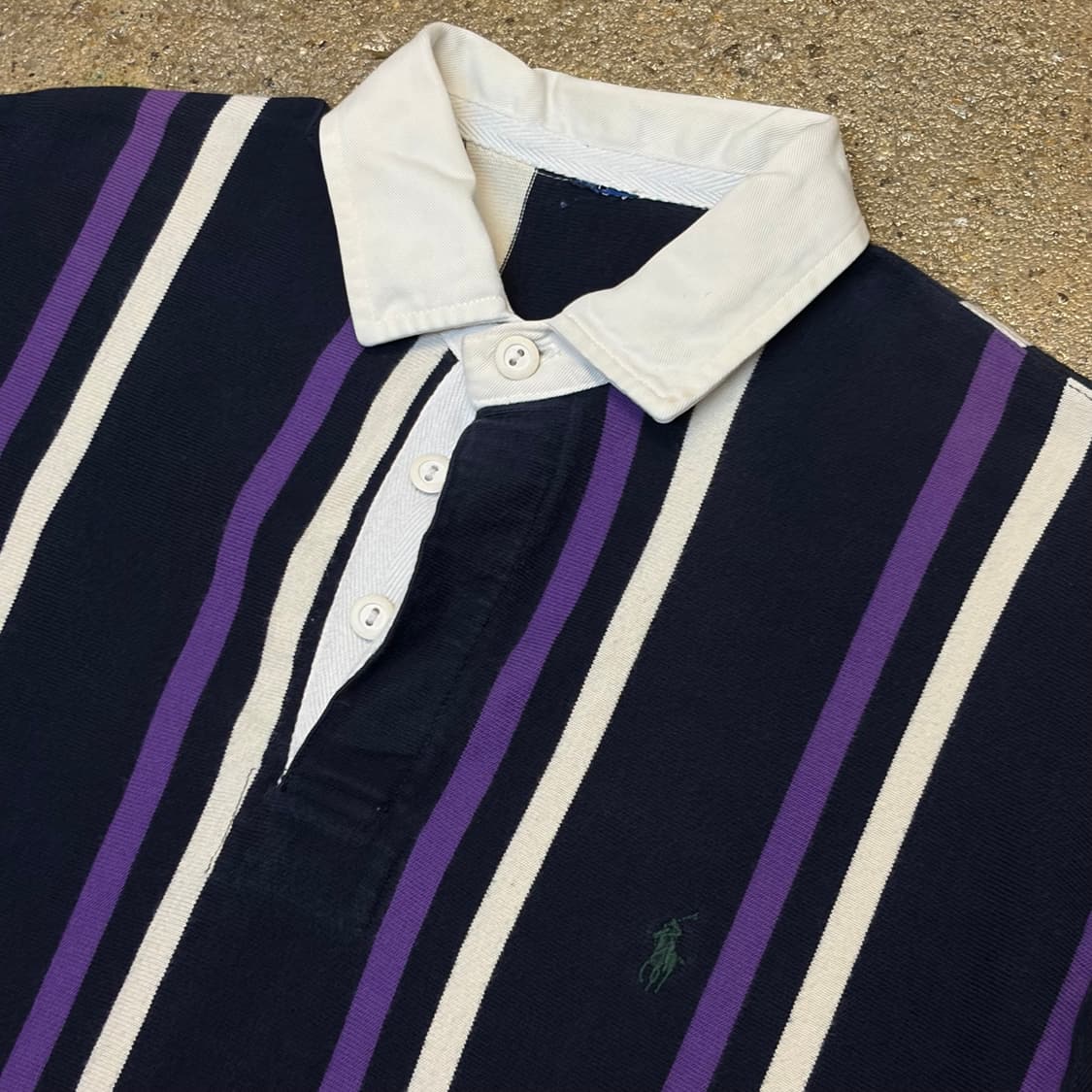 레어 90s 미국 빈티지 폴로랄프로렌 스트라이프 럭비티 카라티  상품이미지3