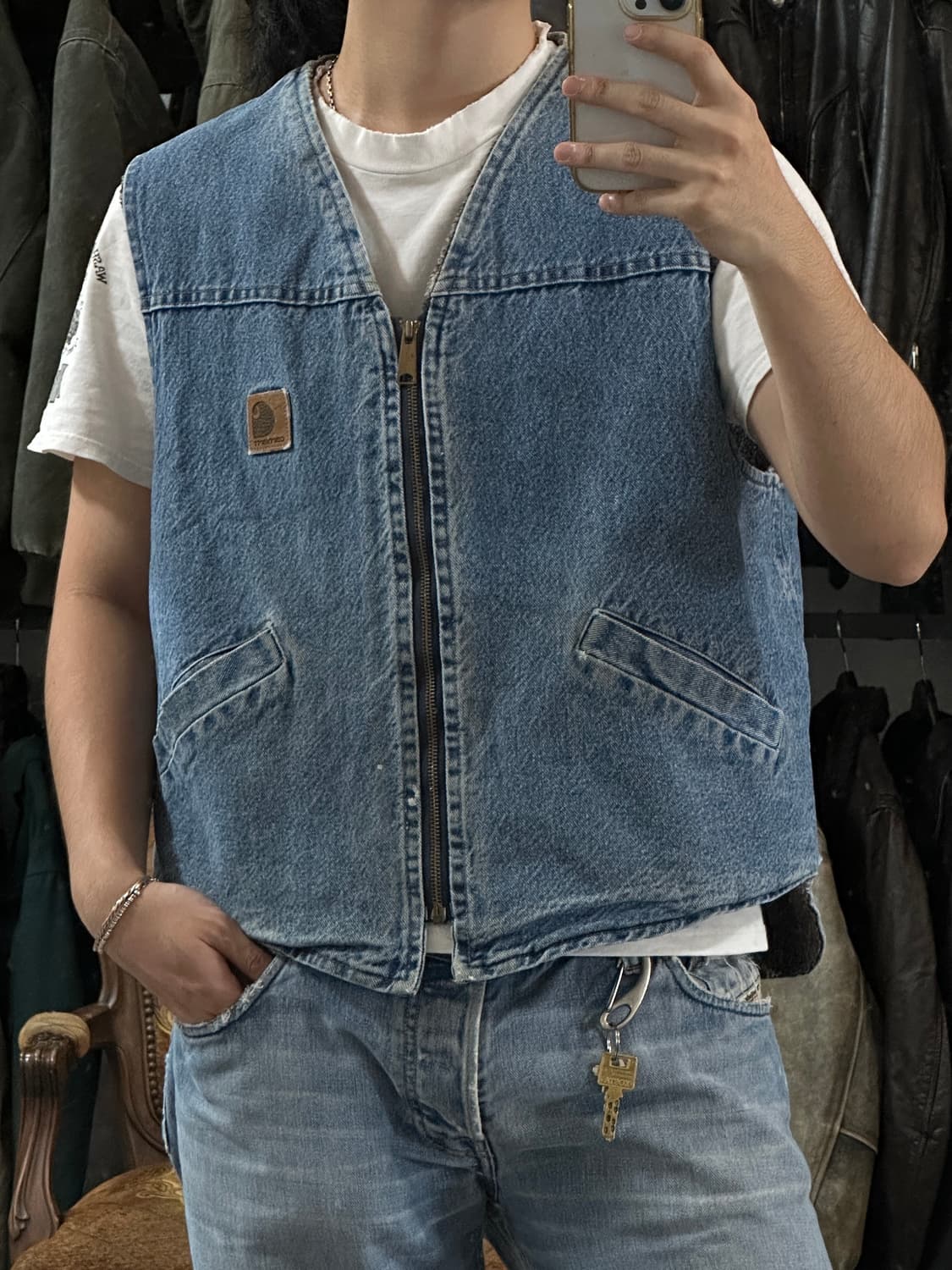 90's OG 칼하트 VP198 아즈텍 베스트 칼하트 데님 상품이미지2