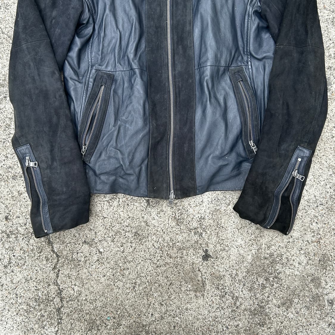 알마니 익스체인지 레더 스웨이드 믹스드 자켓 상품이미지3