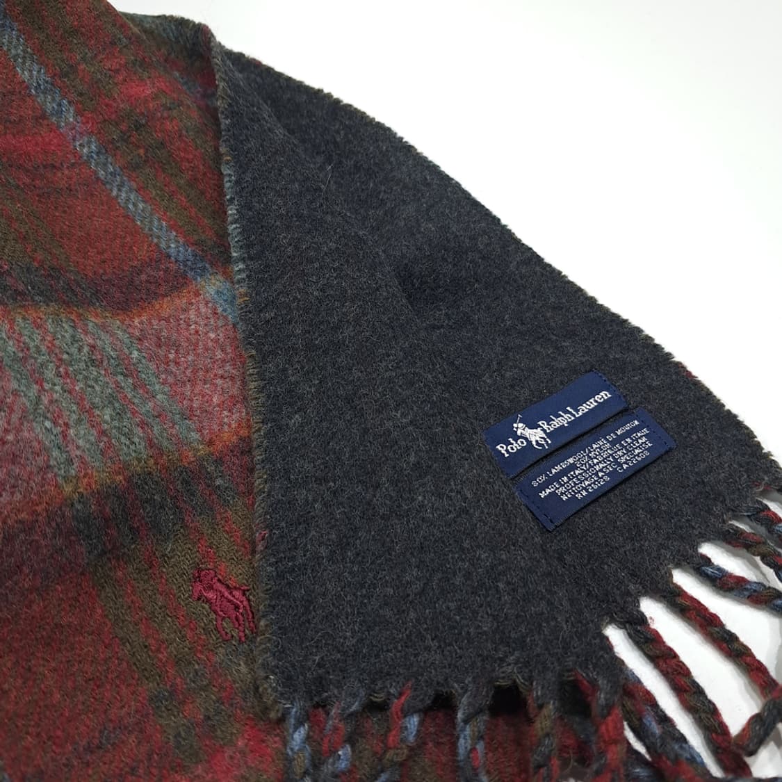 MX655 폴로 90s 이태리판 램스울 양면 타탄체크 머플러 목도리 상품이미지4