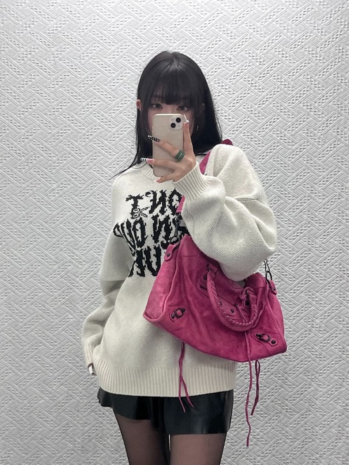 빈티지 스트릿 펑크 키치 스터드 딥핑크 숄더백 C10208 상품이미지1