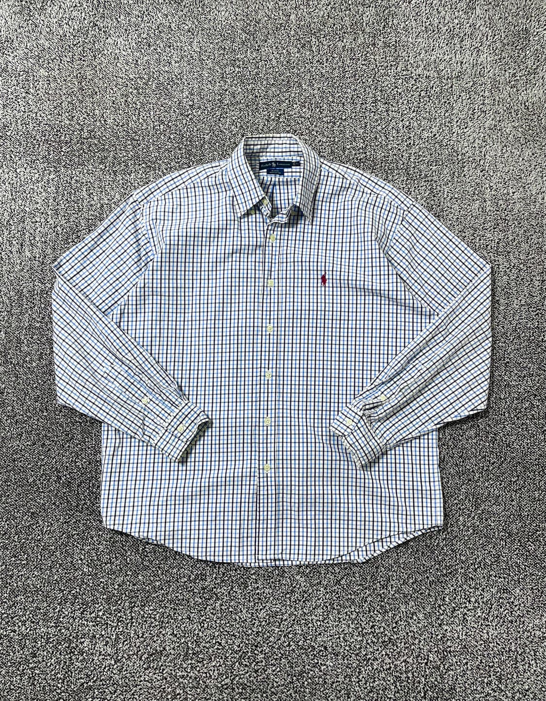 빈티지9. 폴로랄프로렌 클래식핏 옥스포드 블루 체크 셔츠 코튼 상품이미지1