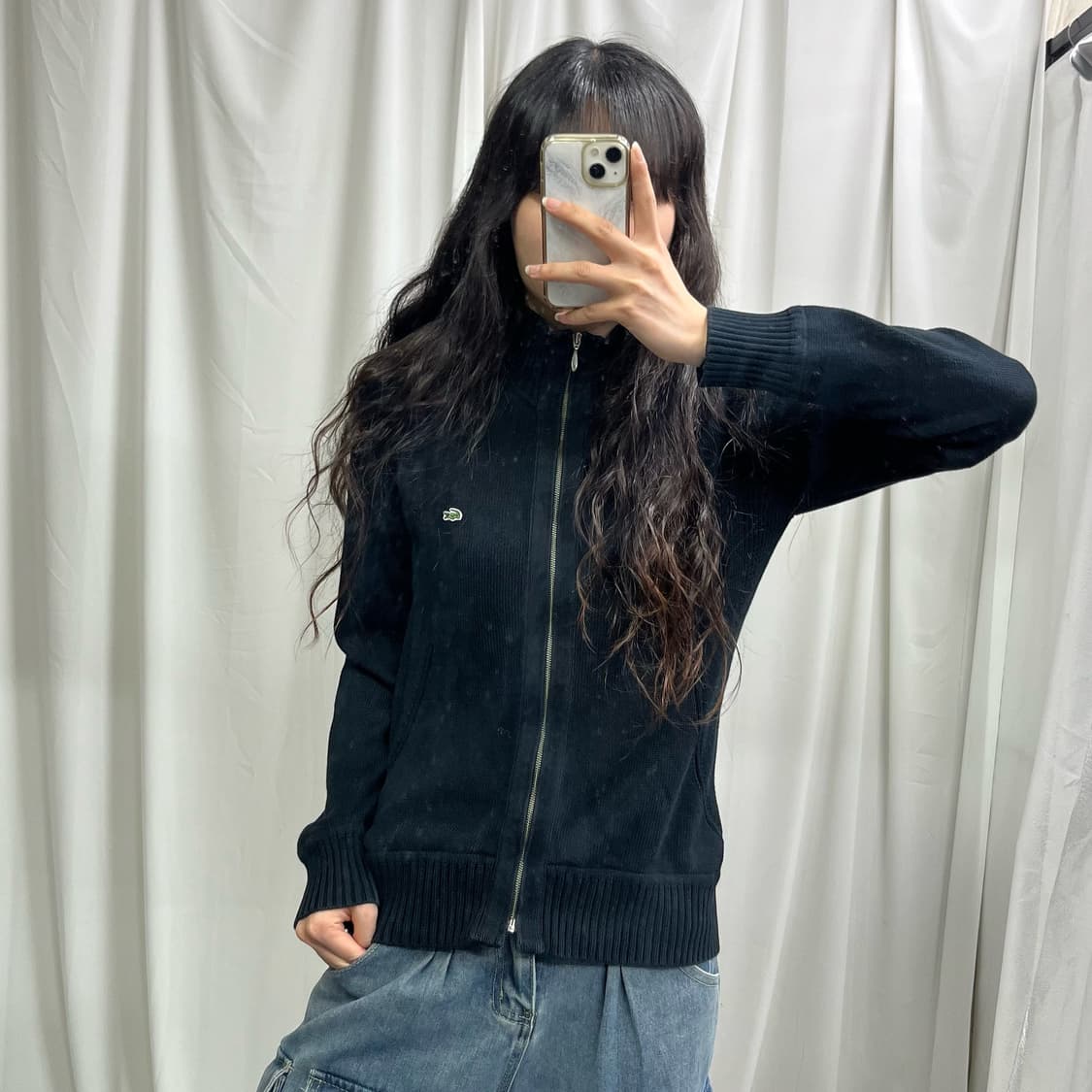 Lacoste black knit zip-up 상품이미지2