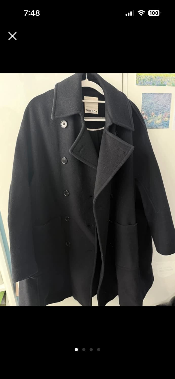 톰보이 블랙 더블코트 상품이미지1