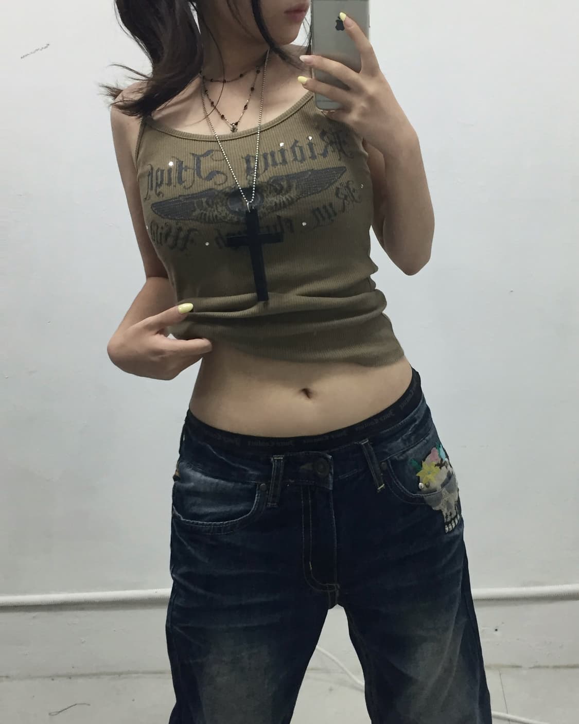 [LOLITA JEANS] 로리타 진스 스터드 펑크 스컬 자수 데님진 상품이미지6