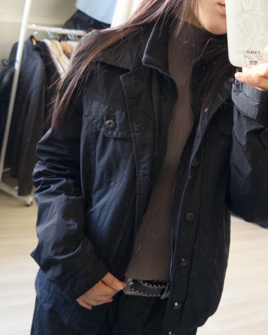 [DIESEL] black contrast quilted trucker  상품이미지3