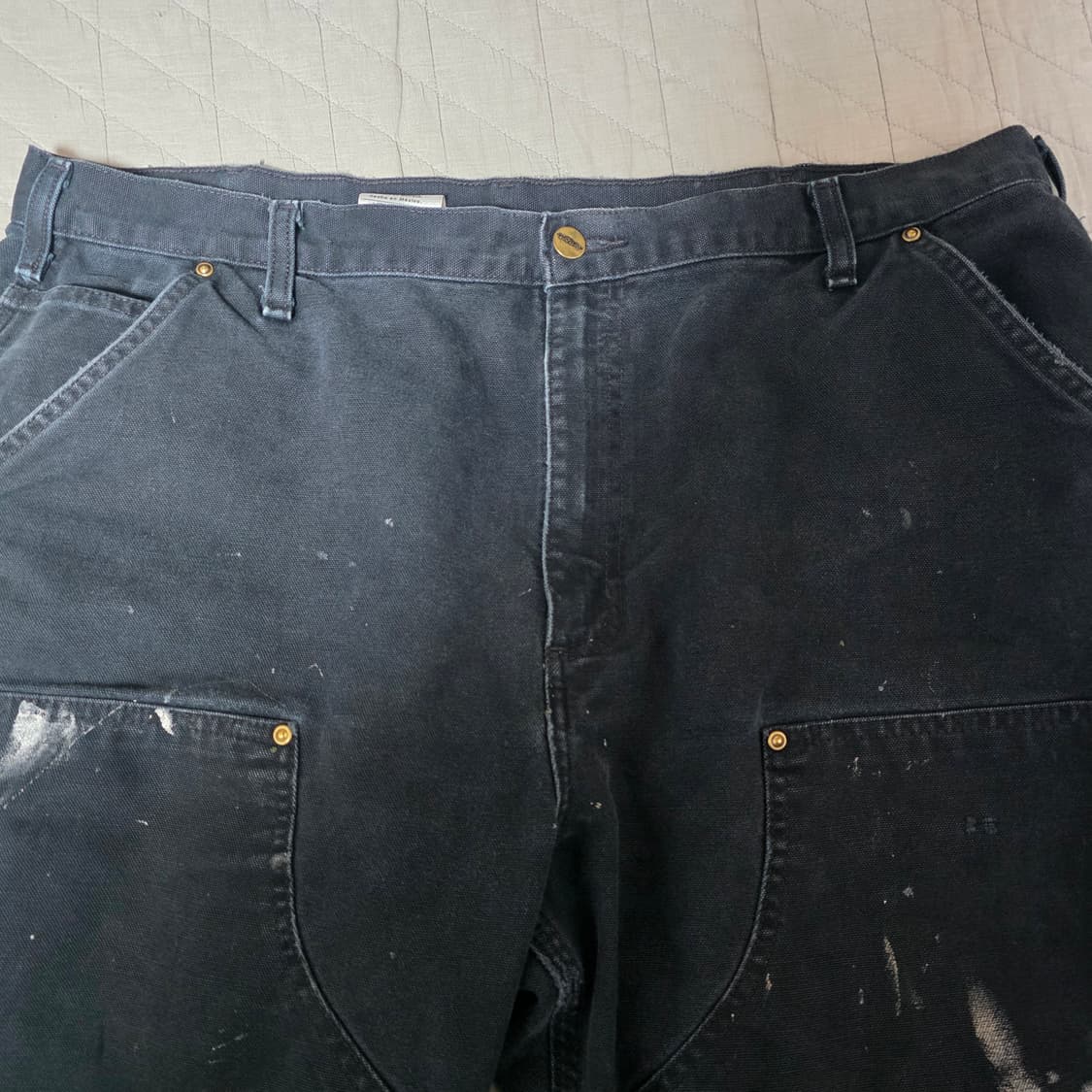 [40X32] 빈티지 칼하트 더블니 B01BLK 워크팬츠 트래쉬드 BK7 상품이미지4