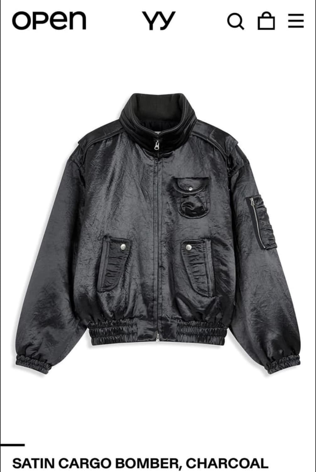 구해요) 오픈와이와이 새틴 카고 봄버 챠콜 상품이미지1