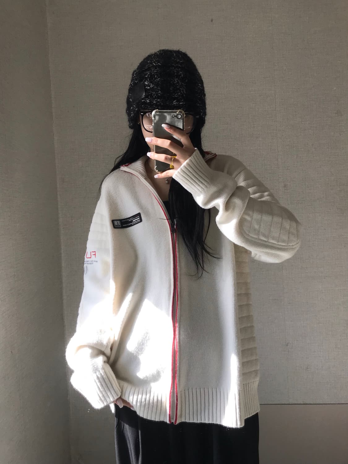 후부 00s 아이보리 니트집업 상품이미지2