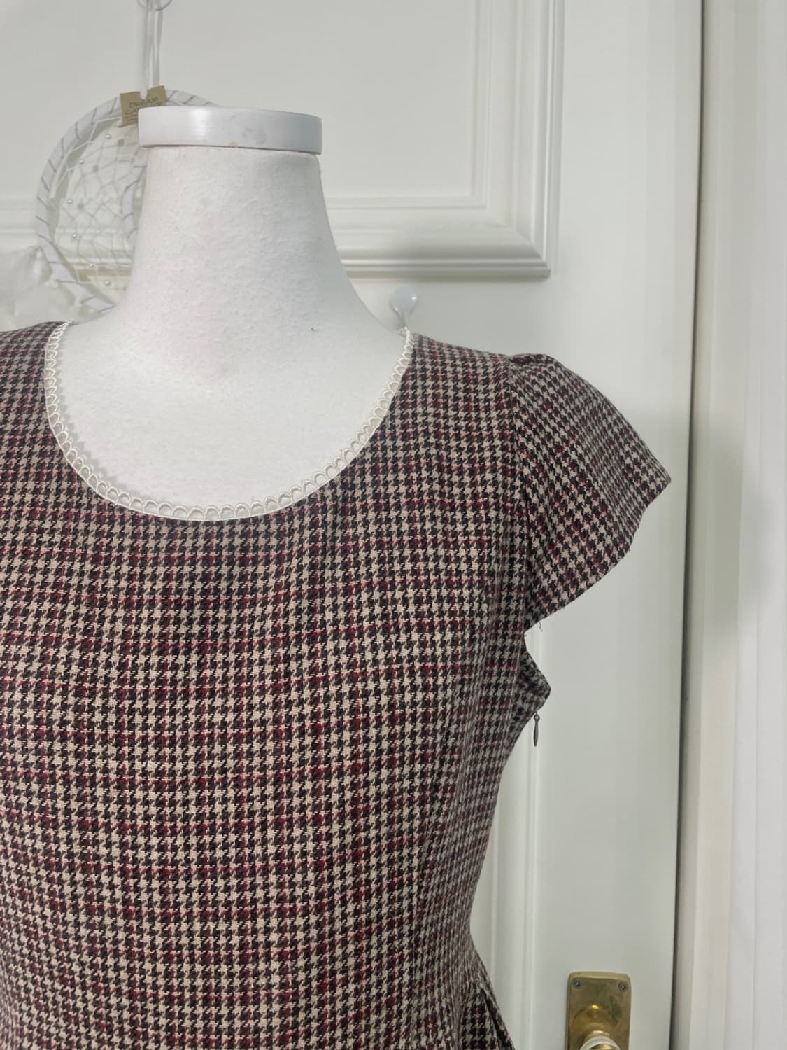 LEST ROSE brown red check pleats lovely 상품이미지6