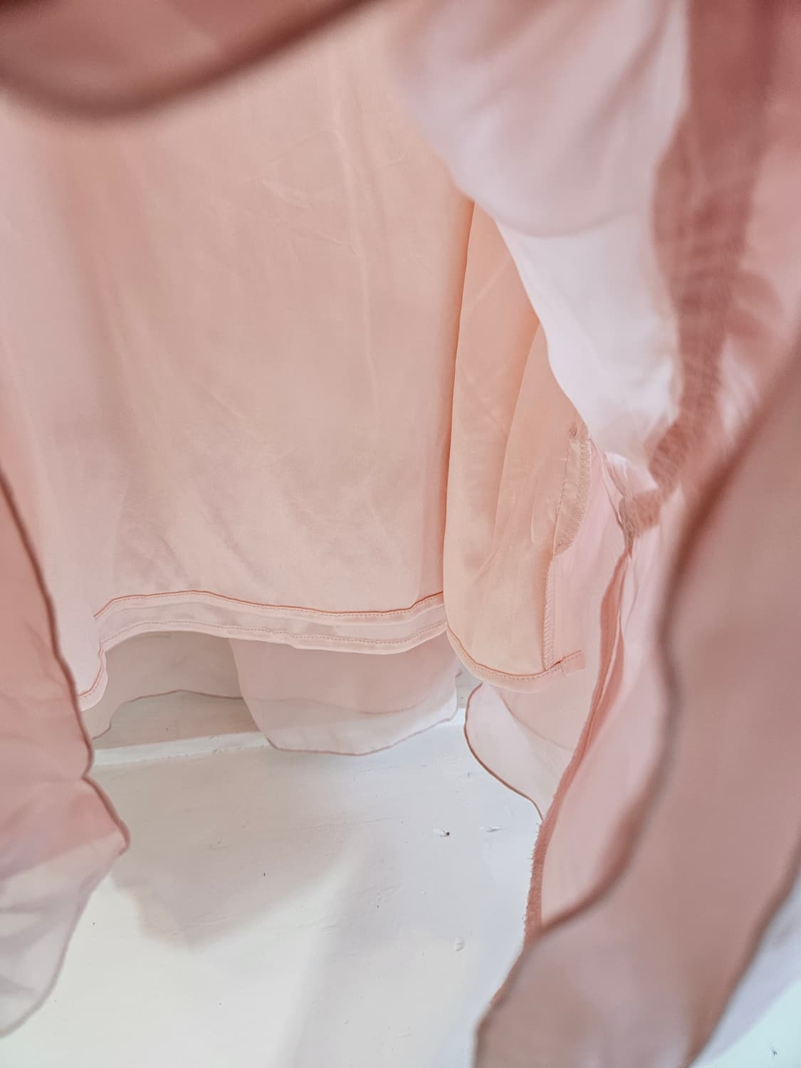 쉬폰 레이스 베이비핑크 셔링 원피스 상품이미지8