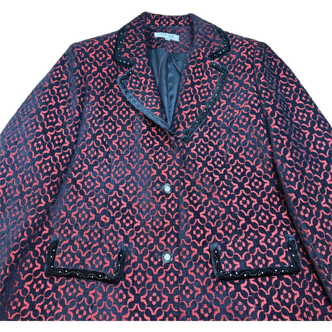 빈티지 패턴 레드 블랙 자켓 상품이미지3